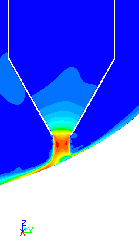 Velocity contour plot of the drive phase.