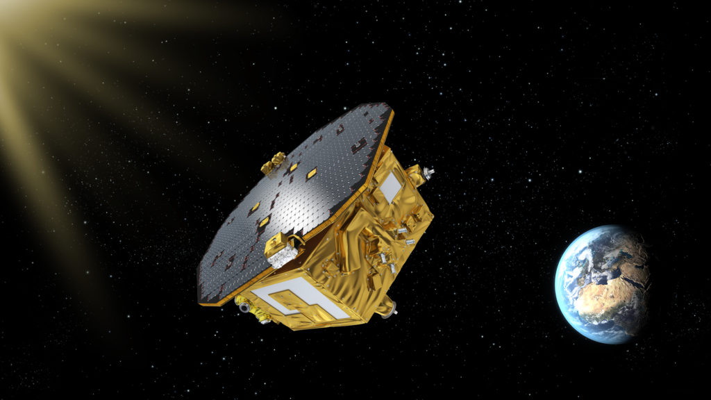Visualization of the LISA Pathfinder spacecraft in space